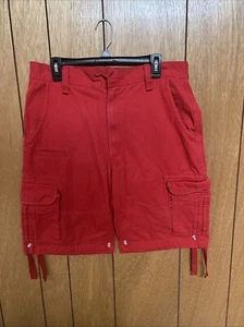 Jordan Craig Cargo Shorts Mens 34 Red Thick Cotton Retro Street Wear 90's - Picture 1 of 3