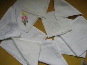 Lot 10 Mouchoir ancien brodé & Monogramme - Imagen 1 de 24