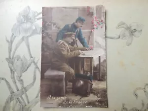 Carte Postale ancienne Patriotique A la santé de la France WW1 soldat guerre - Picture 1 of 2