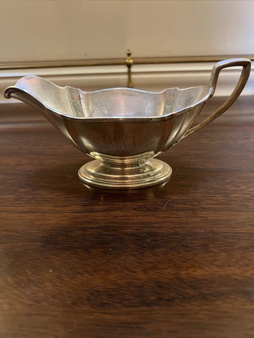 Gorham Sterling Silver Plymouth Sauce Boat Monogrammed Cover