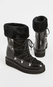 Grenson Camille Leder Lammfell Stiefel schwarz Größe 36 US 5,5 UK 3 NEU 510 $ - Bild 1 von 23