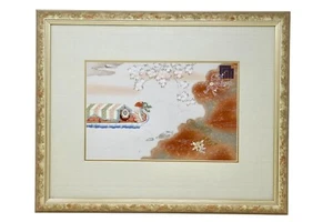Japan Yuzen Kimono Design Early 20th Century Framed Woodcut Print - Picture 1 of 12