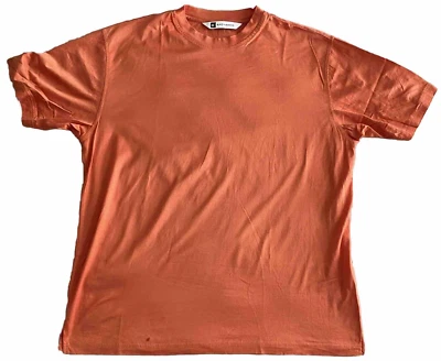 Bachrach Men's Shirt Sz L Orange Crew Neck Short Sleeve 100% Cotton Soft Comfy - Image 1 of 4
