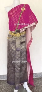 Scarf Gold Flower Damask Shawl Sequin Fabric Thai Wedding Dress Batiste Party - Picture 1 of 12
