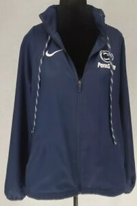 Nike Dri Fit Penn State Navy Full Zip Jacket Wiyh Zippered Hood Size Large