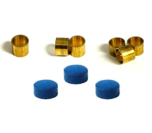 Snooker or Pool Brass Ferrules with Glue / Stick on Cue Tips 9mm - 10mm Ferrules - Picture 1 of 7