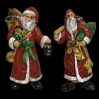 2 Pc Vtg Old World Santa Blow Mold Figurines 6.75? Plastic Christmas Ornaments