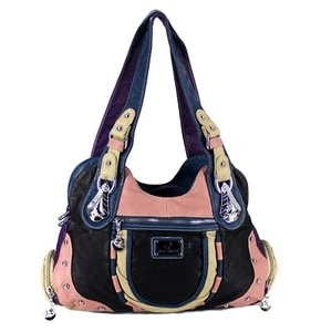 Damen Handtasche bunt mit viele Außentaschen abnehmbaren Schultergurt top Design - Bild 1 von 3