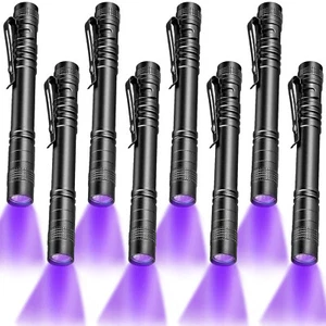 8Pack Portable UV Flashlight Penlight 395nm Ultraviolet Mini LED Pocket Torch - Picture 1 of 16