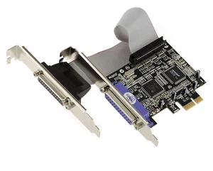 Carte Contrôleur PCIE PARALLELE LPT - 2 PORTS IEEE1284 DB25 - Puce ASIX 9865 - Imagen 1 de 2