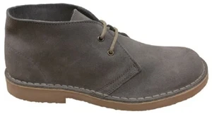 Roamers M400 Moda Punta Redonda Cuero Gamuza Con Cordones Botas del Desierto Grises - Imagen 1 de 1