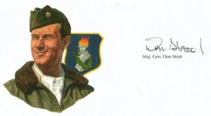 Donald Strait Hand Signed Cut Signature GOE Lithograph WWII P-51 / P-47 Ace (d) - Foto 1 di 1