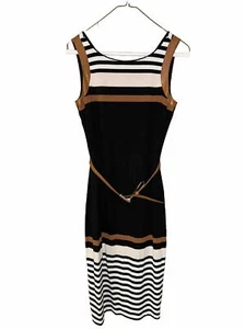White House Black Market Dress With Faux leather Detailing And Belt Size 00 - Picture 1 of 4