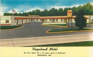BRADSHAW MD VAGABOND MOTEL RTE. 40 CARTOLINE IN LINO - Foto 1 di 2
