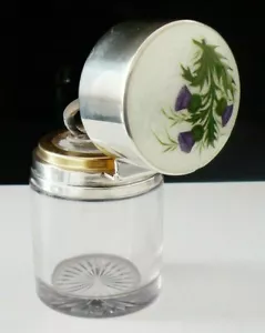 Sterling Silver Scottish Thistle Enamel Scent Bottle, Lawrence Emanuel 1917 - Picture 1 of 11