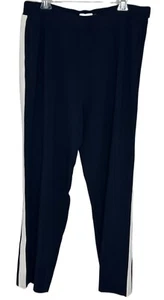 Pantalones de tobillo VINCE para mujer azul marino blancos a rayas tejidos pierna recta talla XL - Imagen 1 de 8