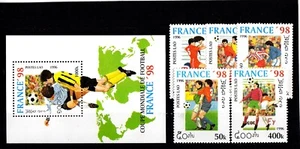 Sellos fútbol - fútbol - Mundial 1998 - Laos - bloque + sazz sin usar - Imagen 1 de 1