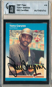 1987 Fleer TONY GWYNN Vintage Signed Card #416 GAI Slabbed Auto SD Padres HOF