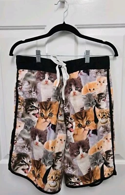 Bioworld  Kitty Kittens Cats allover print Swim Trunks Lined Mesh SZ S  - Image 1 of 4