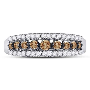 10 Karat Weißgold Damen brauner Diamant Bandring 1/2 kt Größe 5 - Bild 1 von 4