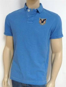 American Eagle Outfitters AEO US-9 Doppellogo blaues Poloshirt für Herren neu mit Etikett - Bild 1 von 4