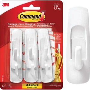 3M Strisce di Comando 17001-6ES 6 Ganci con 12 Strisce - NUOVO - Foto 1 di 3