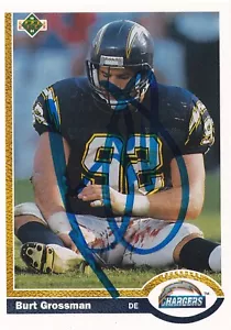 Burt Grossman Signed 1991 Upper Deck Chargers Football Card #108 #1 Draft Pick - Picture 1 of 12