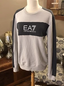 Emporio Armani EA7 Crewneck Logo Gray sweatshirt Color-block Men’s size M - Picture 1 of 7