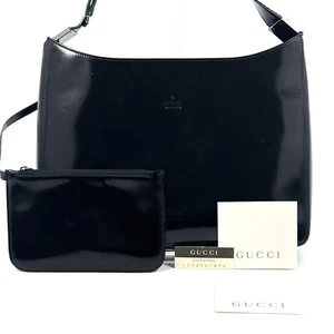 Auténtico Bolso de Hombro GUCCI Línea Jerez Esmalte Negro - Imagen 1 de 12