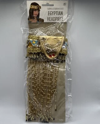 Gods and Goddesses EGYPTIAN HEADPIECE Costume Accessory NEW Gold w Black Beads - Image 1 of 4