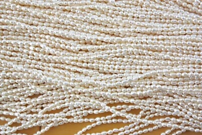 2-3 mm Oval echt Zuchtperlen Strang Süßwasser Perlen Schmuck Kette Halskette - Bild 1 von 4