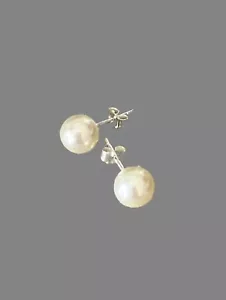 Orecchini Pulci Perle Diametro 6MM Argento Massiccio 925/1000 - Foto 1 di 5