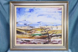 Óleo Paisaje árido. Rogelio Gil Serna. 1976 Oil painting arid landscape. - Imagen 1 de 11