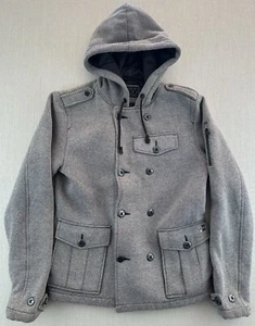 Billabong Coat Womens Size S Never Established Grey Parka Pocket Hood Pea Jacket - Picture 1 of 12