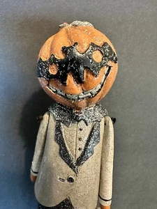 Halloween Kürbiskopf mit Totenkopf Figur 12"T Glitzer  - Bild 1 von 8