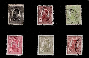 Romania Scott #217-20 & 222-23, Singles 1909-18 FVF Used - Picture 1 of 1