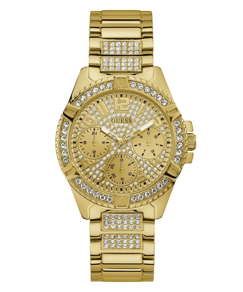 GUESS Womens Watch Frontier Gold Tone Glitz Chrono U1156l2 W1156L2