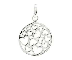 1x Ciondolo Amore Cuore Tondo Argento Sterling 925 per Collana + Sacchetto Regalo - Foto 1 di 1