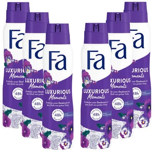 6x 150ml FA Luxurious Moments Deodorant Spray Pink Viola Stops Bacteria 0% Aluminum - Picture 1 of 3