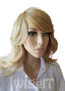 BREEZE | GA001 | BLOND/SCHWARZ | LANGE GERADE SYNTHETISCHE PERÜCKE + FRANSEN | KOKO - Bild 1 von 3