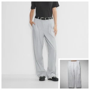 Aritzia Wilfred The Effortless Pant High Waisted Wide Leg Trouser Gray Sz 14 - Picture 1 of 12