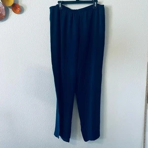 Pantalone Eileen Fisher Navy gamba larga 100% seta - Foto 1 di 7