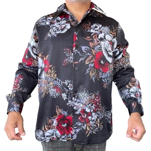 Vintage Tori Richard Hawaiian Aloha shirt Polyester Long Sleeve Floral Fits XL - Picture 1 of 8
