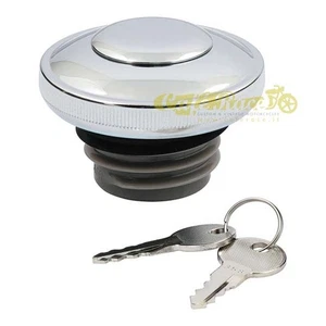 Bouchon Réservoir Chrome avec Clé pour Harley Davidson XL Sportster Dyna Softail - Picture 1 of 1