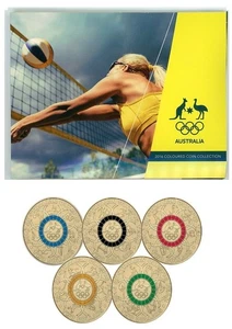 Juegos Olímpicos de Río 2016 - Juego de carpetas de cinco monedas de $2 - Voleibol de playa - Imagen 1 de 1