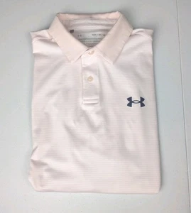 Polo Under Armor Performance uomo media sciolta rosa a righe golf UA EUC - Foto 1 di 9