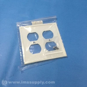 Cooper Wiring Devices PJ82W Wallplate 2G Duplex Poly Mid WH FNIP - Picture 1 of 9