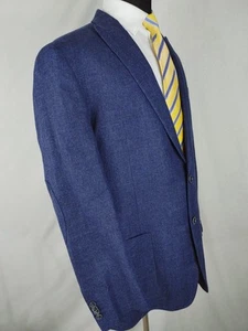 Joseph Abboud Mens 48XL Navy Blue Linen Wool Blazer Sport Coat Jacket Elbow Pads - Picture 1 of 16