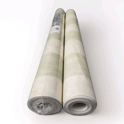 Papel Pintado Sanitas Verde y Beige Rayas Prepegado 1.85 Rollos 1 Nuevo 1 Abierto De Colección Foto 1 de 4