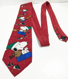 Peanuts Krawatte Herren Snoopy rot Santa Weihnachten Urlaub Party Kleidung USA Seide 1965 - Bild 1 von 10